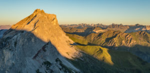 Drusenfluh, alpenglow, mountains view of Kirchlispitzen in the Silvretta Drusenfluh, alpenglow, mountains view of Kirchlispitzen in the Silvretta